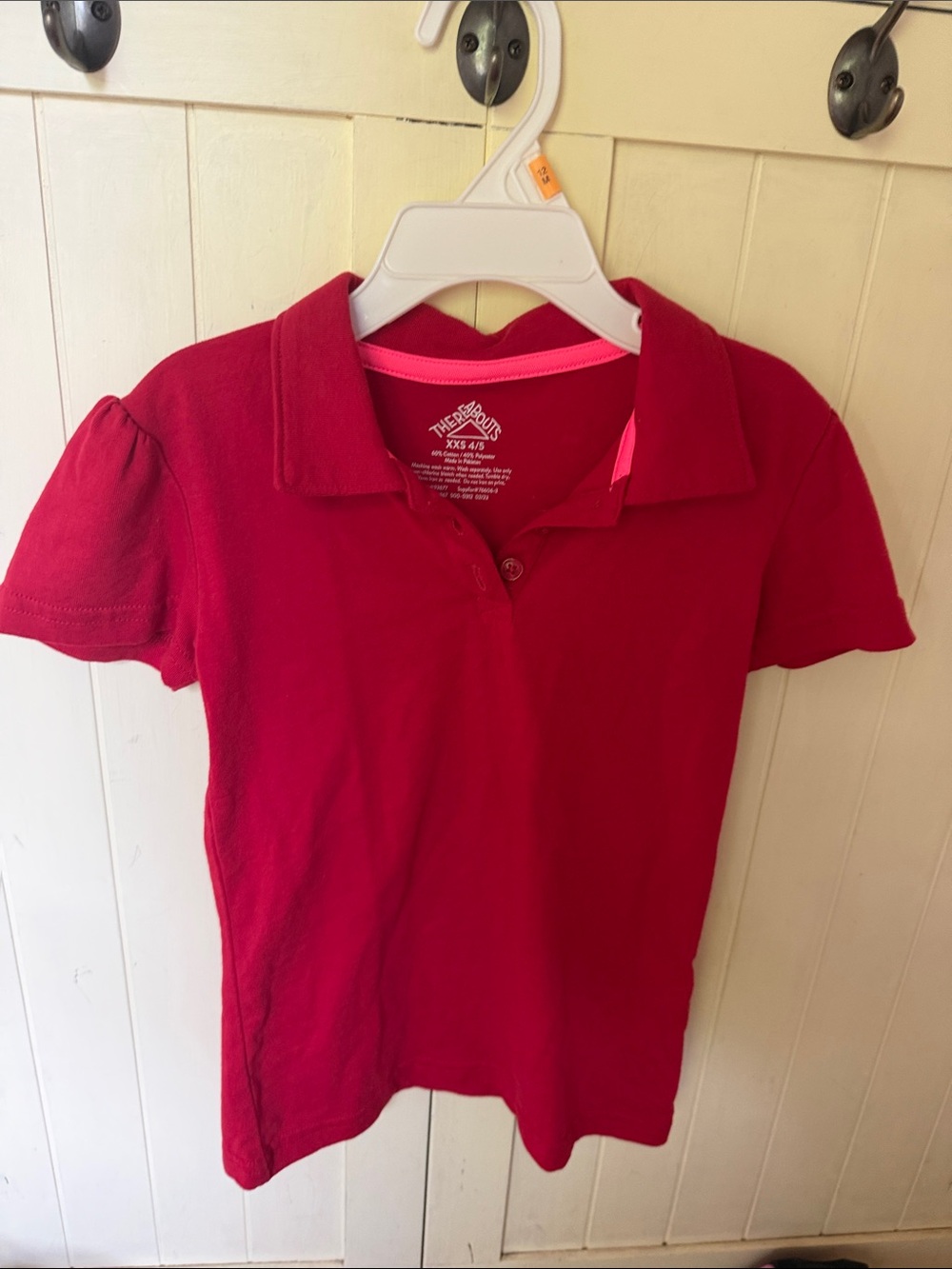 3/$6 ThereAbouts red Short Sleeve Polo with Puff Sleeves